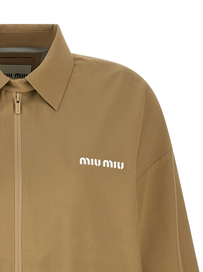 Giacca beige Miu Miu in poliestere riciclato