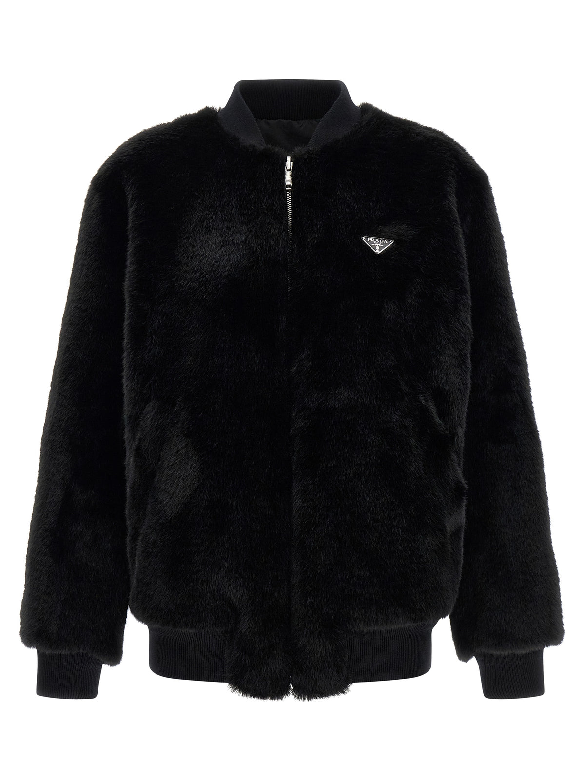 Prada Black Recycled Polyamide Bomber Jacket