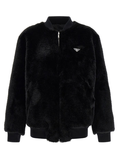 Prada Black Recycled Polyamide Bomber Jacket