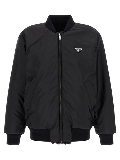 Prada Black Recycled Polyamide Bomber Jacket