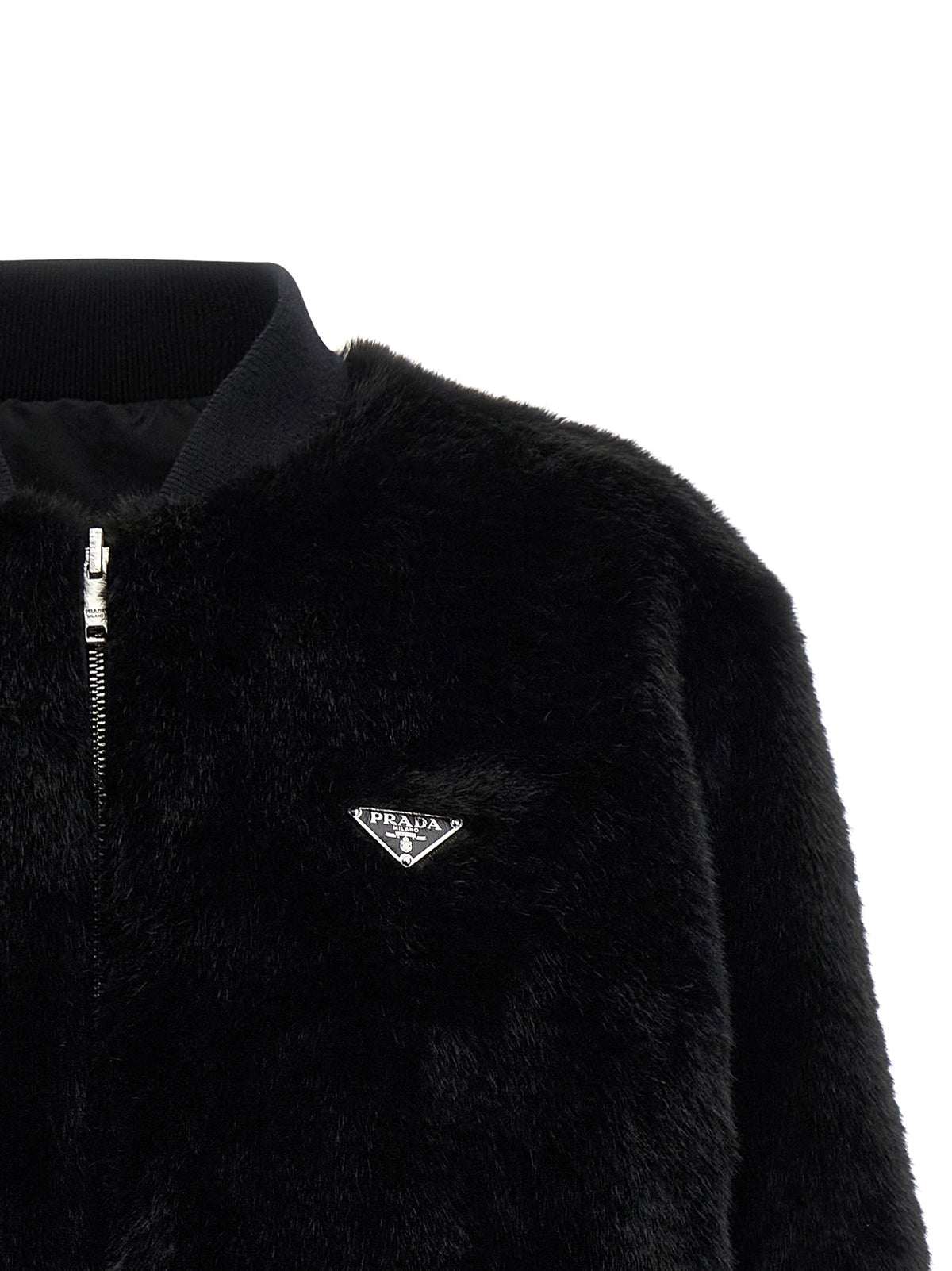 Prada Black Recycled Polyamide Bomber Jacket