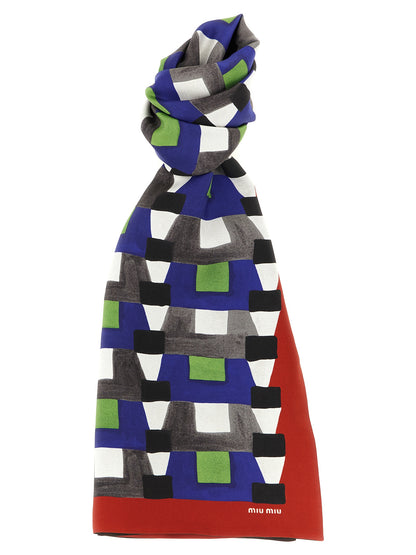 Sciarpa di seta multicolore Miu Miu