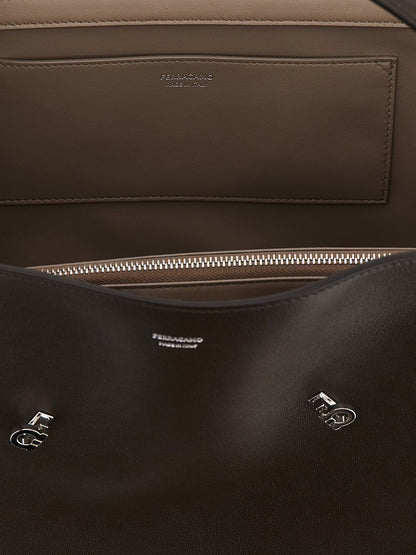 Ferragamo Braunes Kalbsleder Damen Crossbody Tasche