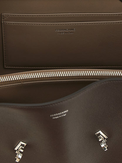 Ferragamo Braunes Kalbsleder Damen Crossbody Tasche