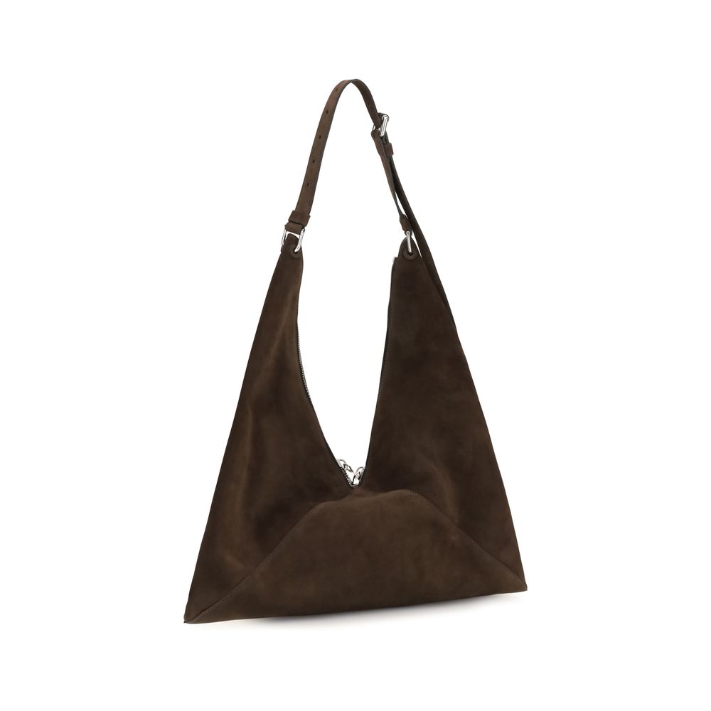 Borsa Moschino in pelle di vitello marrone