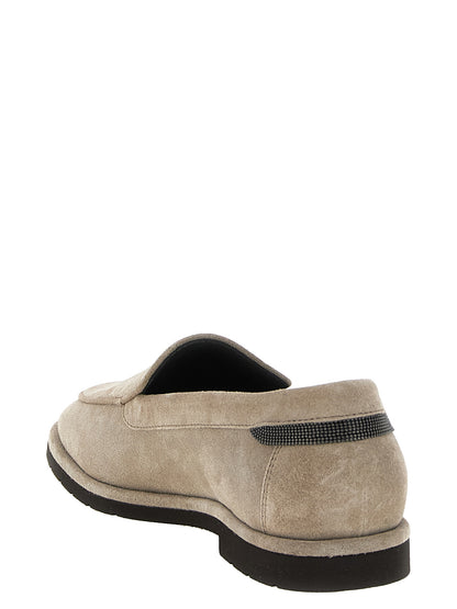 Brunello Cucinelli Beige Kalbsleder Slip-On Loafers