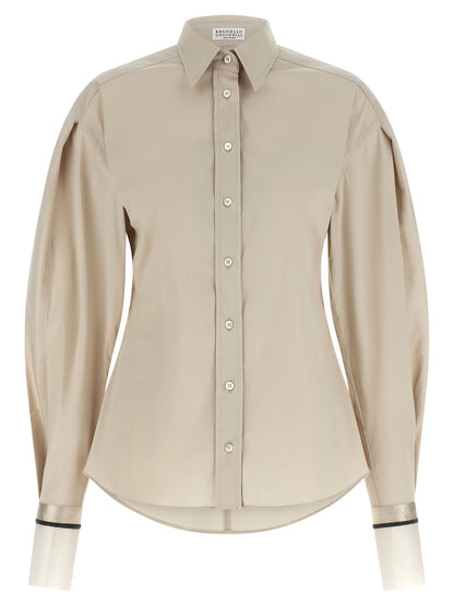 Camicetta beige in cotone Brunello Cucinelli