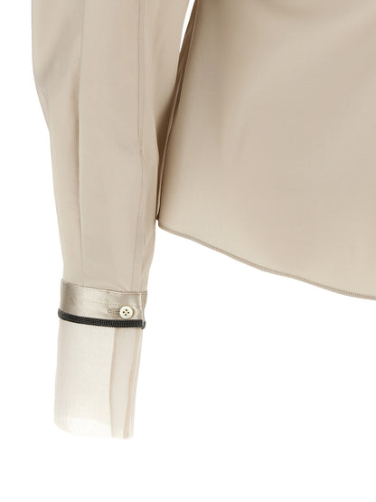 Camicetta beige in cotone Brunello Cucinelli