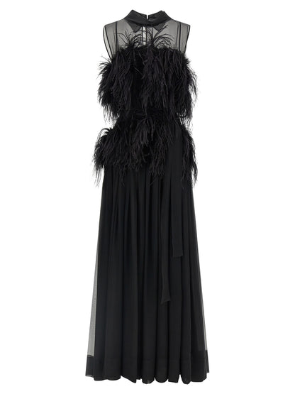 Alberta Ferretti Schwarzes Seiden-Maxikleid