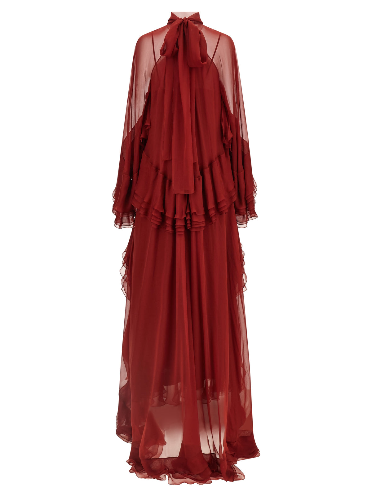 Abito lungo in seta bordeaux di Alberta Ferretti
