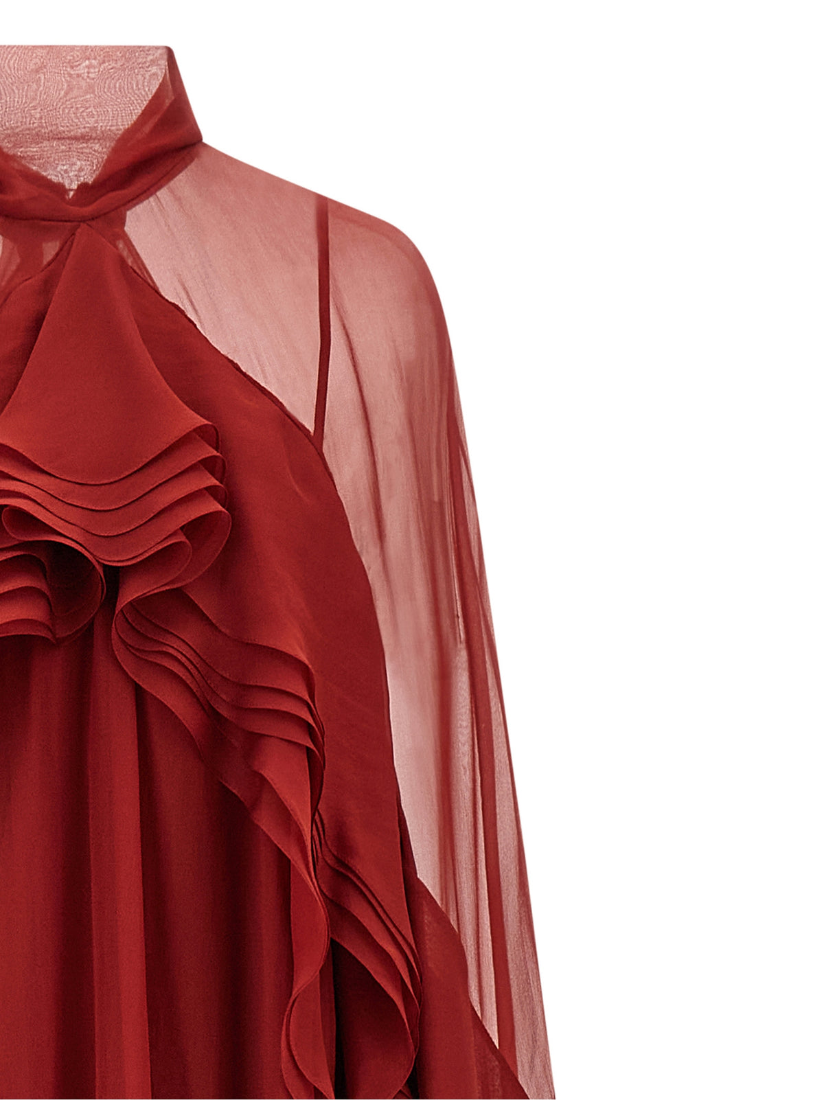 Abito lungo in seta bordeaux di Alberta Ferretti