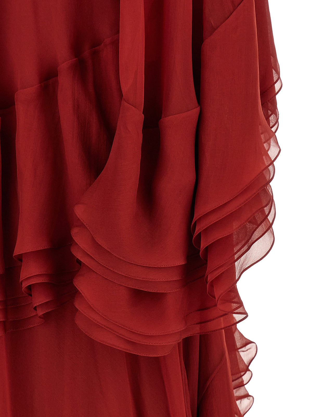 Abito lungo in seta bordeaux di Alberta Ferretti