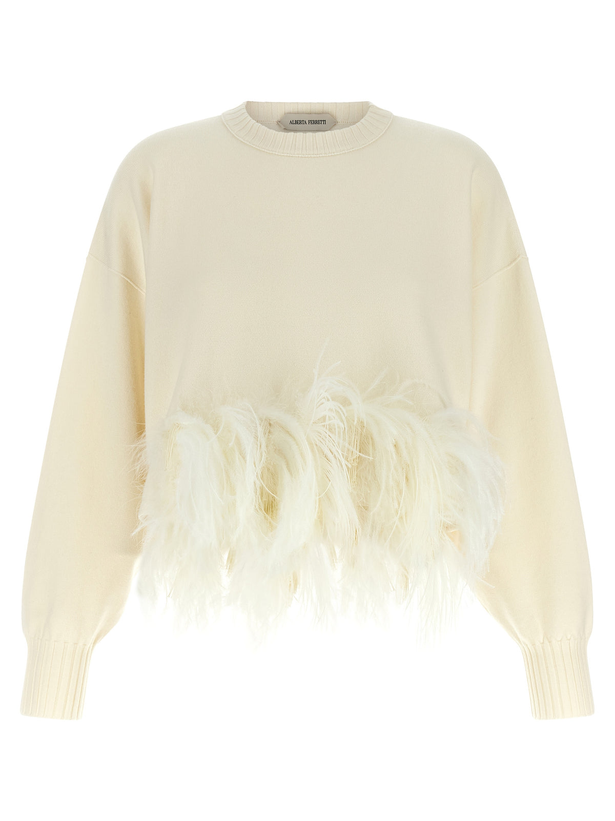 Alberta Ferretti White Pure Virgin Wool Knit Top