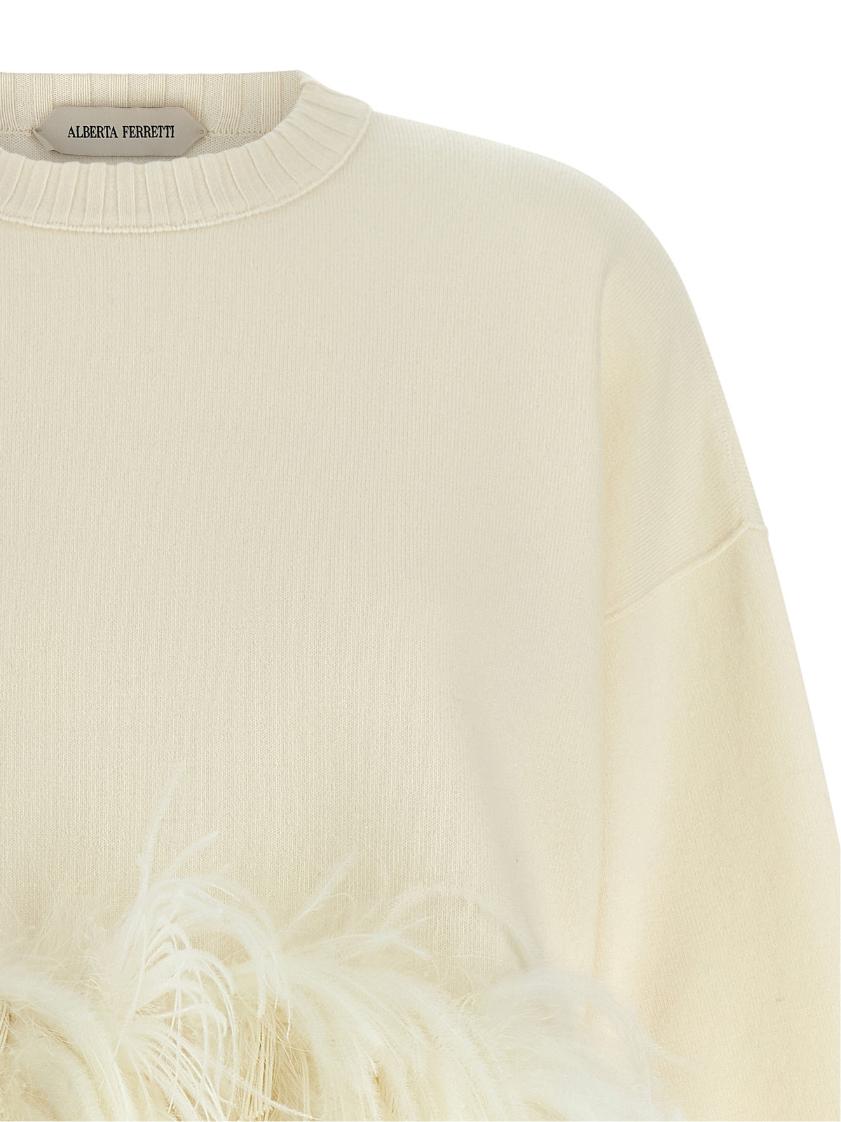 Alberta Ferretti White Pure Virgin Wool Knit Top