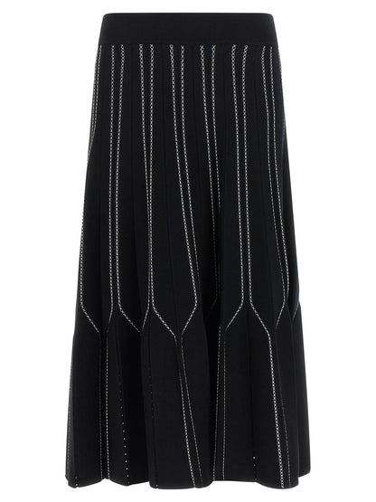 Elisabetta Franchi Black Viscose Midi Skirt