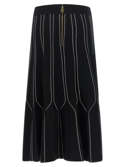 Elisabetta Franchi Black Viscose Midi Skirt