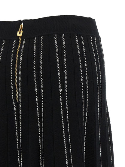 Elisabetta Franchi Black Viscose Midi Skirt