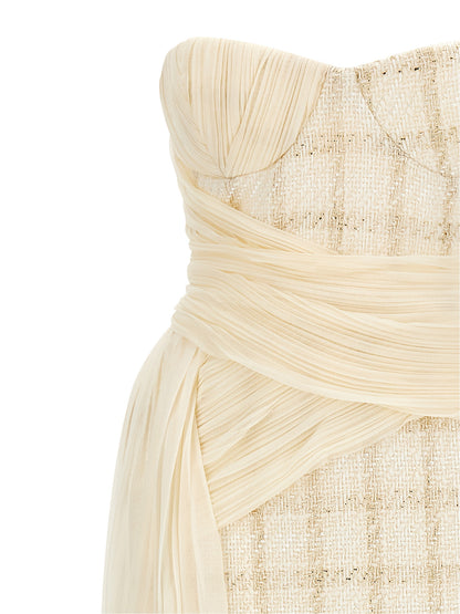Elisabetta Franchi Short Dress in White Virgin Wool