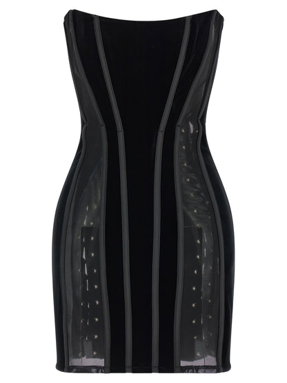 Abito corto in poliestere nero Elisabetta Franchi