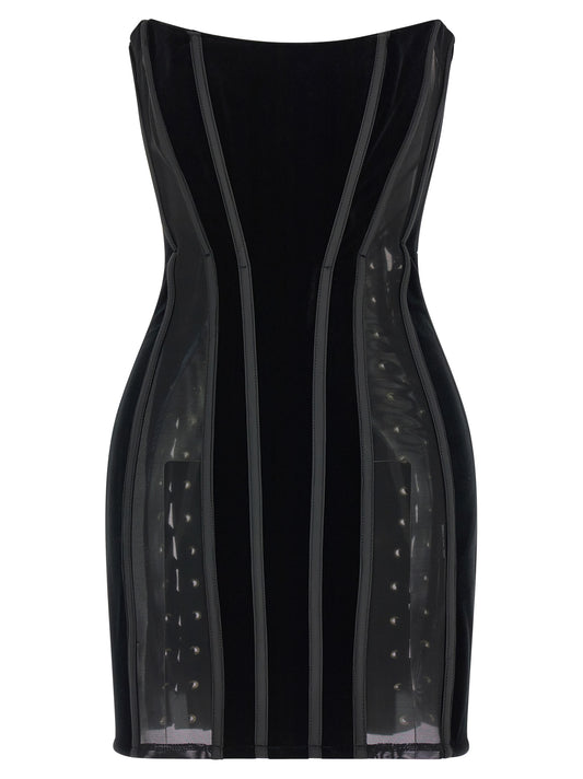 Elisabetta Franchi Schwarzes Polyester-Kurzkleid