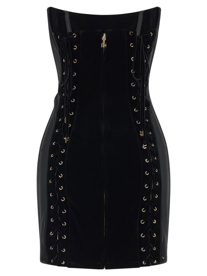 Abito corto in poliestere nero Elisabetta Franchi