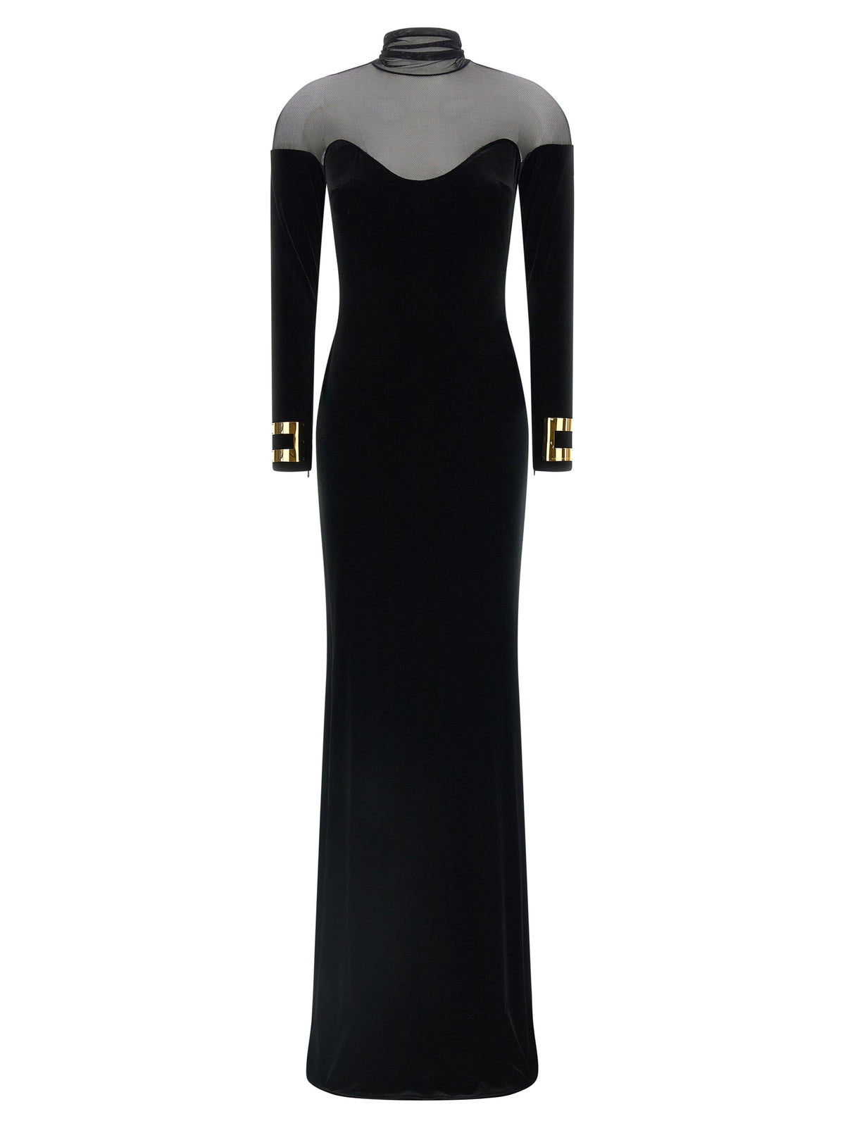 Elisabetta Franchi Black Polyester Maxi Dress