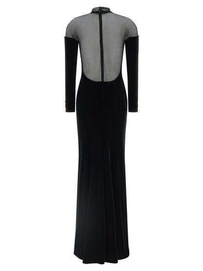 Elisabetta Franchi Black Polyester Maxi Dress