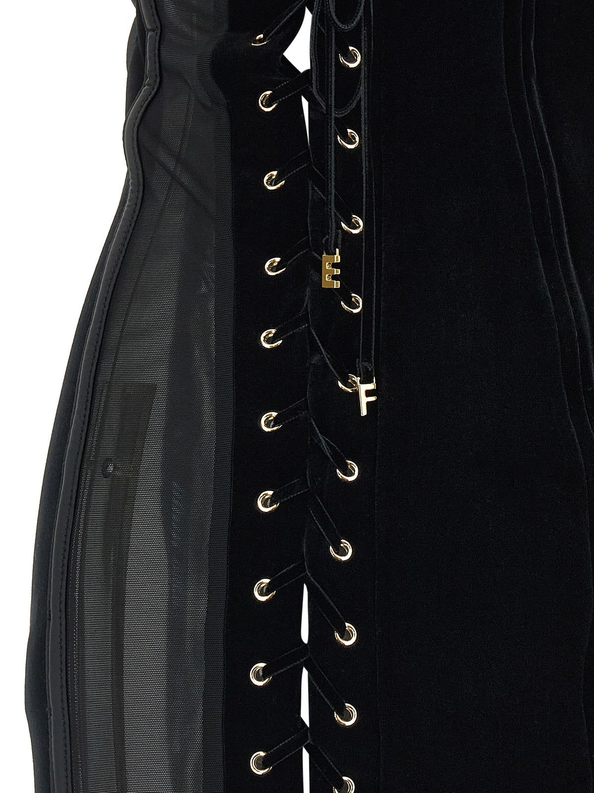 Abito corto in poliestere nero Elisabetta Franchi