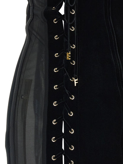 Abito corto in poliestere nero Elisabetta Franchi