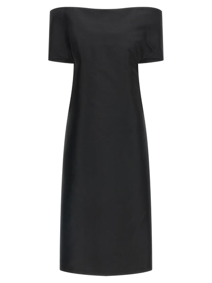 Abito midi in seta nera di Jil Sander