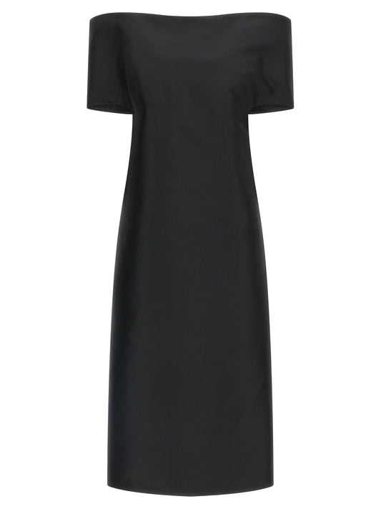 Jil Sander Schwarzes Seiden-Midikleid