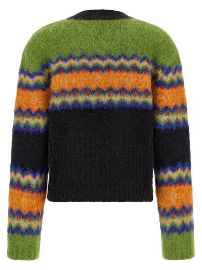 Ganni Mehrfarbige Marabou-Strickjacke
