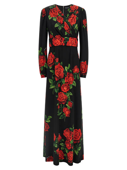 Abito lungo in seta rosso Dolce & Gabbana