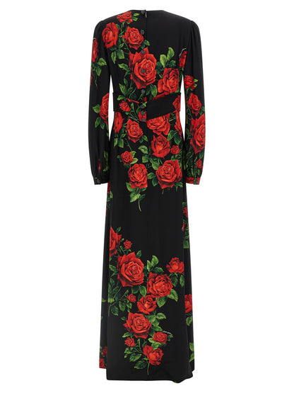 Abito lungo in seta rosso Dolce & Gabbana
