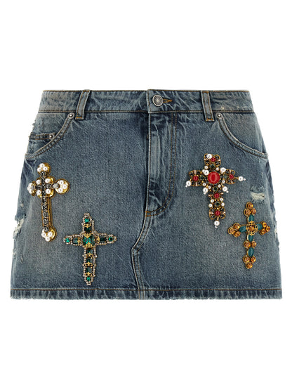 Dolce & Gabbana Bluer Cotton-Maxi Skirt