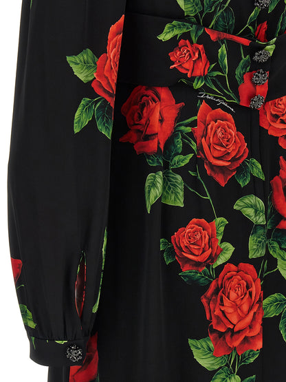 Abito lungo in seta rosso Dolce & Gabbana