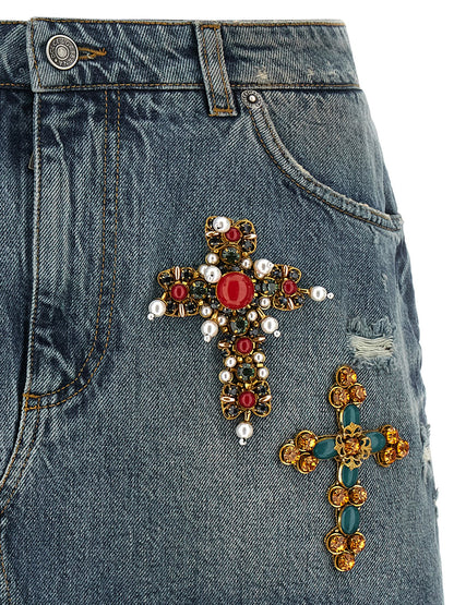 Dolce & Gabbana Bluer Cotton-Maxi Skirt