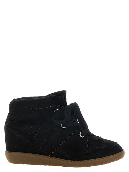 Isabel Marant Black Wedge Sandals in Cow Leather