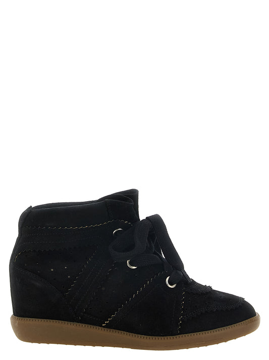 Isabel Marant Black Wedge Sandals in Cow Leather