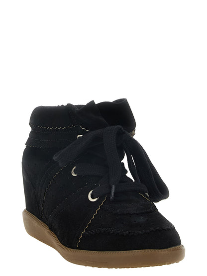 Isabel Marant Black Wedge Sandals in Cow Leather