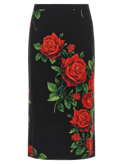 Dolce & Gabbana Schwarzer Seiden-Midirock