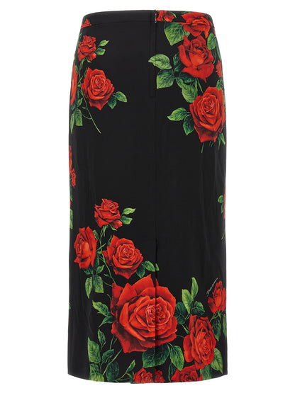 Dolce & Gabbana Schwarzer Seiden-Midirock