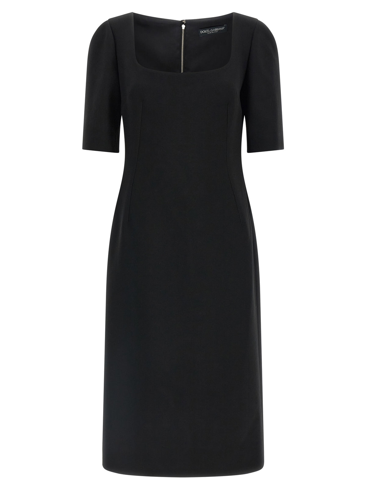 Dolce & Gabbana Black Midi Dress in Pure Virgin Wool