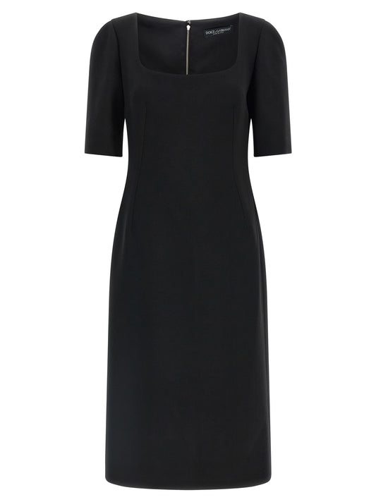 Abito midi nero Dolce & Gabbana in pura lana vergine