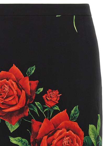 Dolce & Gabbana Schwarzer Seiden-Midirock