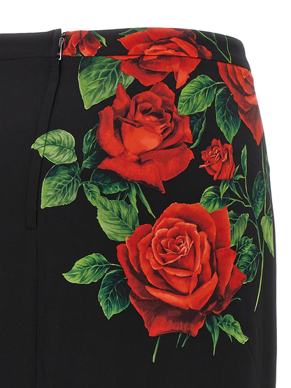 Dolce & Gabbana Schwarzer Seiden-Midirock