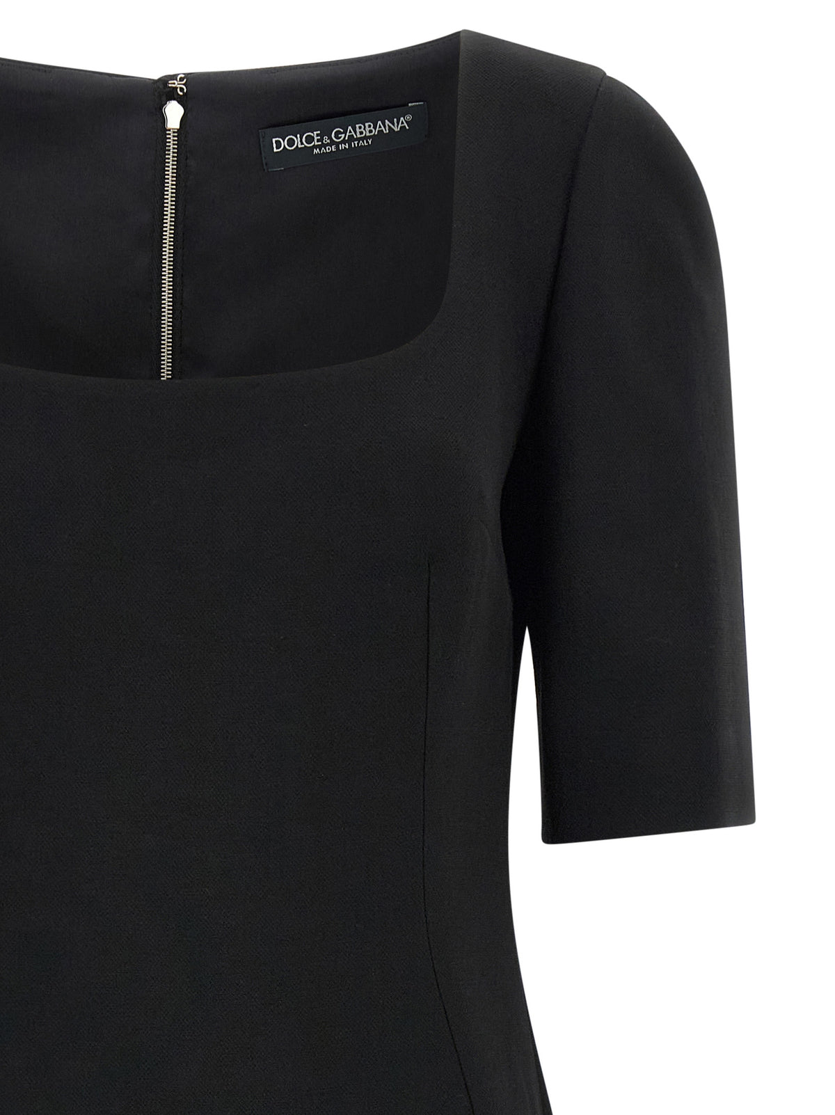 Dolce & Gabbana Black Midi Dress in Pure Virgin Wool