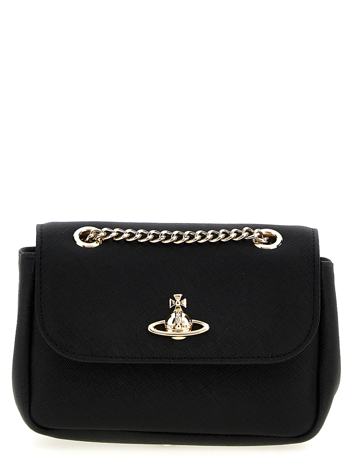 Borsa a tracolla Vivienne Westwood in pelle di vacchetta nera