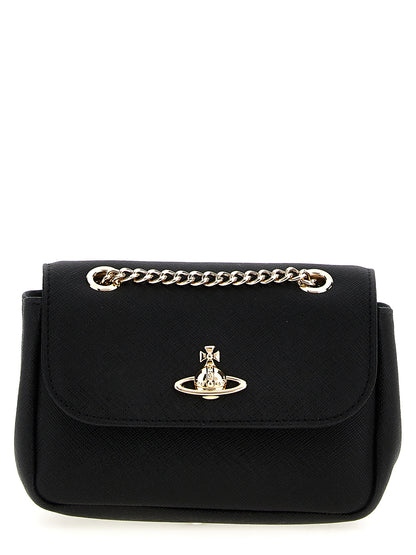 Borsa a tracolla Vivienne Westwood in pelle di vacchetta nera