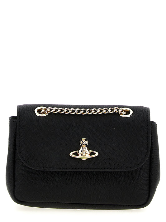 Vivienne Westwood Schwarze Schultertasche aus Rindsleder